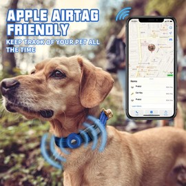 Auroth Airtag Dog Collar, Adjustable Air Tag Case Holder Dog Collar for Medium Large Dogs, Airtag Dog Collar Holder with Heavy Duty D Ring Tangle Free