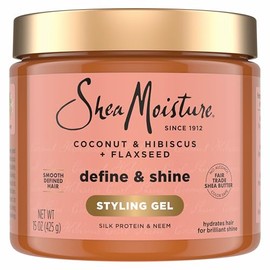 SheaMoisture Defining Styling Gel For Thick, Curly Hair Coconut and Hibiscus Paraben-Free Frizz Control Styling Gel 15 oz
