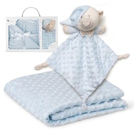 Interbaby PD001-01 Baby Blanket with Blue Doudou Bear, Blue, 0.72 kg