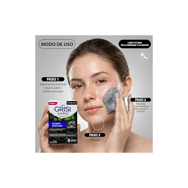 Grisi Control Jabón Facial Carbón Activado para Piel Mixta y