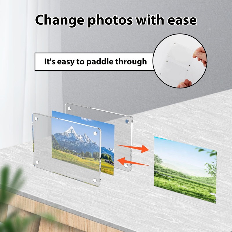 DJAPWPX-10 Pack Acrylic Fridge Magnetic Frame, Clear Fridge Magnetic Photo