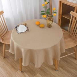 NLMUVW Natural Linen Tablecloth for Round Table 36 Inch, Elegant Rustic Table Cloth Water Resistant Decorative Farmhouse Small Table Cover for Dining Kitchen Party Cafe