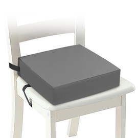 Child Booster Seat, 10 cm Waterproof Oxford Cloth Child Dining Room Booster Seats with Safety Buckle, Washable Dismountable Square Child Seat Cushion with Backrest for Home On the Go (Grey)