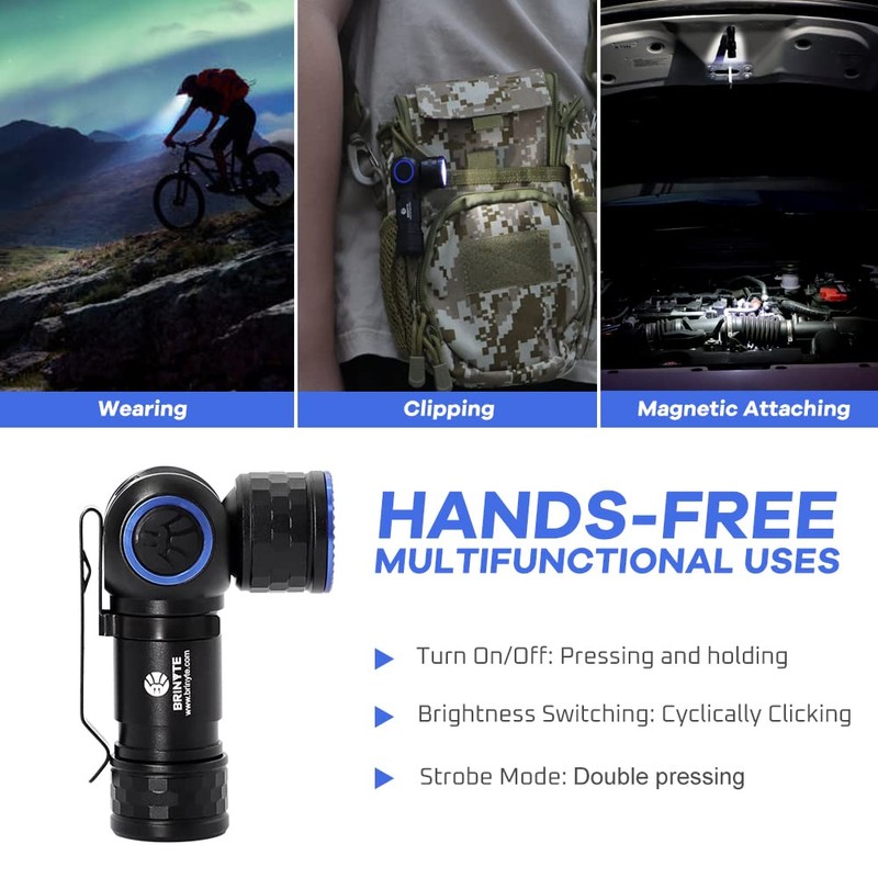 Brinyte HL16 Rechargeable LED Headlamp Flashlight 520 Lumens Powered by