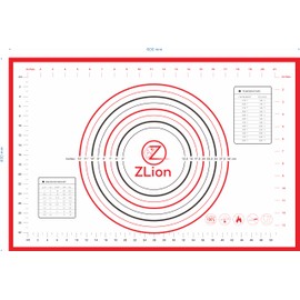 Non-slip Pastry Mat Extra Large with Measurements 16'' X 24'' for Silicone Baking/Counter Mat, Dough Rolling Mat, Oven Liner, Fondant/Pie Crust Mat By Zlion