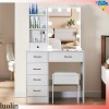 Yamissi Vanity Table Set Makeup Dressing Table 6 Drawers 10