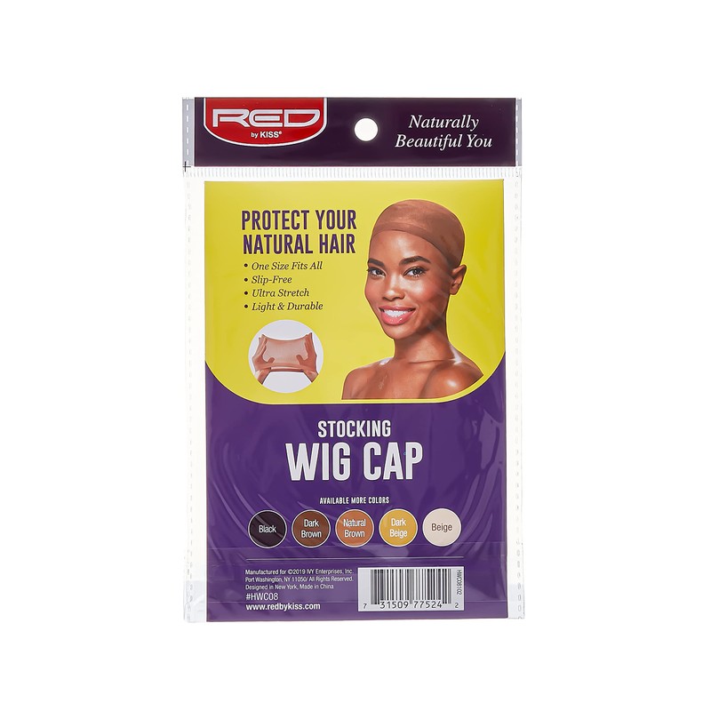 Red by Kiss Wig Cap (1 PACK, Natural Brown (Stocking))