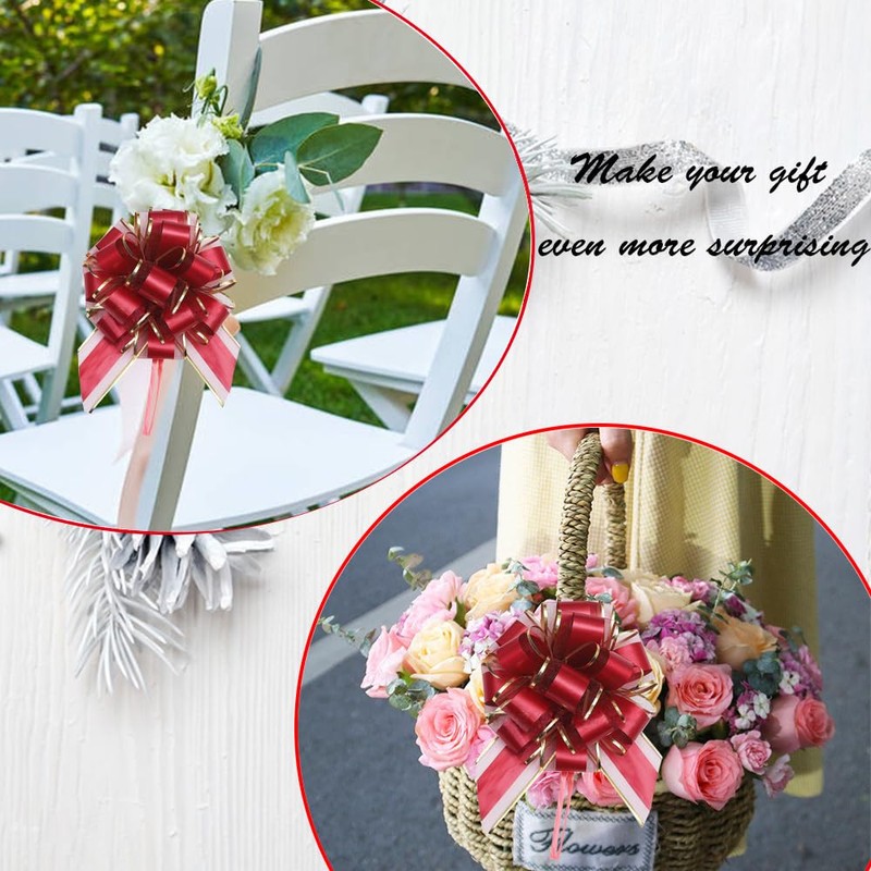 HQJAXJ 6 Pieces Bows for Gift Wrapping Pull Bow Ribbon