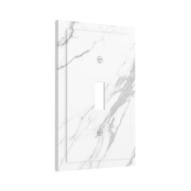 Nadoabtm Decorative Light Switch Cover Modern White Gray Marble 1 Gang Single Toggle Device Electrical Faceplate Switchplates Decorator Outlet Wall Plate for living Room Bathroom Decor