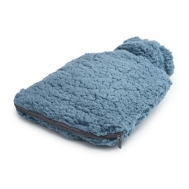 Premium Hot Water Bottle 2 Litre Natural Rubber with Cuddly Teddy Cover with Extra Inner Lining and Zip Bed Bottle Hot Water Bottle BS1970:2012 Certified (Blue/Grey)