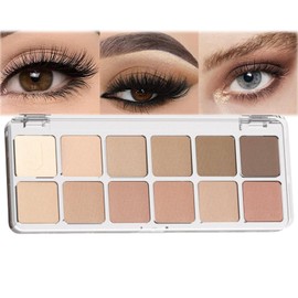 12-Color Nude Eyeshadow Palette - Long-Lasting Matte Pink & Brown Shades - Highly Pigmented, Blendable, Waterproof Makeup Palette for Women