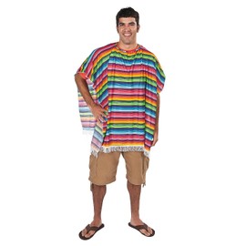 Fun Express Fiesta Poncho for Cinco de Mayo (Adult Size with Bright Colorful Stripes) Party and Costume Supplies