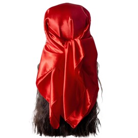 vabovin 35 Inch Elegant Large Silk Feel Solid Color Satin Square Scarf Head Wrap (Red)
