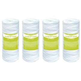 MewMore 5 Micron Whole House Water Filter Cartridge, String Wound Sediment Filters for Well Water, Replacement for 84637, WPX5BB97P, WP10BB97P, 355215-45 - 10" x 4.5" Cartridges - Pack of 4