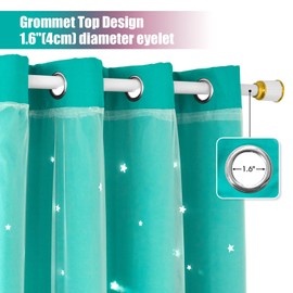 Anjee Ombre Star Cutout Blackout Curtains for Girls Bedroom Kids Nursery Living Room Decor,Double Layer with Sheer Overlay Window Drapes Princess Teal Purple Gradient,52 x 63 inch Length 2 Panels Set