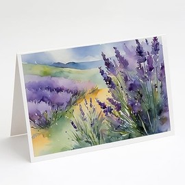 Lavender in Watercolor Greeting Cards and Envelopes Pack of 8