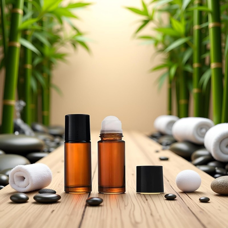 Zhuluck 2 Pcs 50ml Glass Empty Roller Bottles, Deodorant Roll