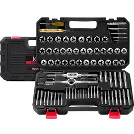 Kolvoii 81-Piece Tap and Die Set, SAE & Metric #4–1/2" & M3–M12, Heavy-Duty GCr15 Steel Rethreading Tool Kit with Coarse and Fine Threads for Internal and External Threads