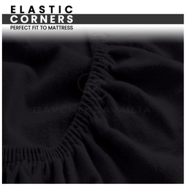 Plain Flannel Fitted Sheet 100% Brushed Cotton Bedding Sheets For Double Bed 25cm Deep - Elastic Corner Flannelette Bedsheet & Mattress Sheet - Thermal Double Fitted Sheet (193x137Cm) - Black
