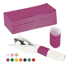 Germiwipe Paper Napkin Bands Box of 500,Napkin Rings Self Adhesive,Silverware Wraps Bands (Burgundy, Burgundy-500pcs)