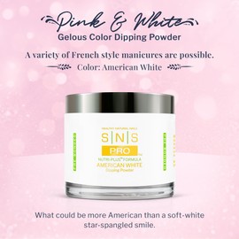 SNS Healthy Natural Nails SNS Nail Dip Powder, Gelous Color Dipping Powder - American White (Natural/Nudes, White, Sheer), PWAW16 - Long-Lasting Acrylic Nail Color & Polish Lasts 14 Days - Odor-Free & No UV Lamp - 4 Oz