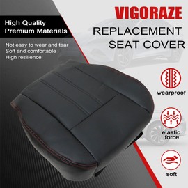 Vigoraze Front Driver or Passenger Bottom Replacement Leather Seat Cover RED Seam Compatible with Dodge Grand Caravan 2008 2009 2010 2011 2012 2013 2014 205 2016 2017 2018 2019 2020