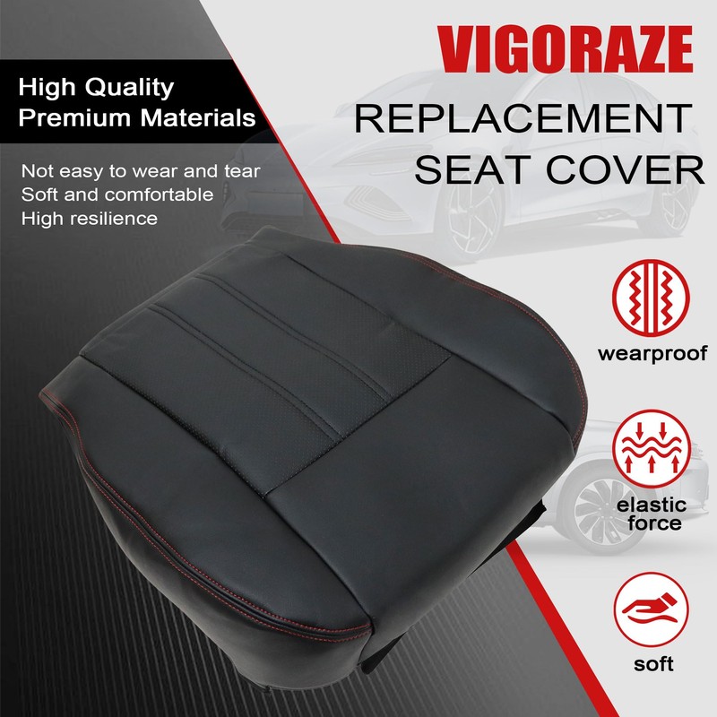 Vigoraze Front Driver or Passenger Bottom Replacement Leather Seat Cover