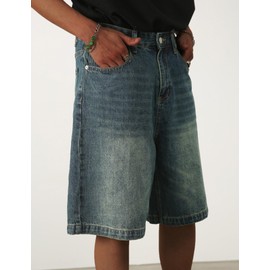 EMMIOL Mens Baggy Jean Shorts Loose Fit Denim Shorts Men Summer Casual Jorts Y2k Hip Hop Short Jeans Streetwear Clothes