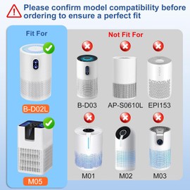 B-D02L Replacement Filter,Compatible with MOOKA B-D02L/M05 Air Purifier,Also fits VEWIOR B-D02U&KOIOS B-D02L Air Purifier,H13 True Filter for MOOKA Air Purifier Replacement Filter B-D02L 2-Pack