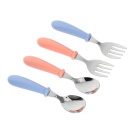 Generic 20 Pcs Stainless Steel Spoon Forks Baby Spoon Children Forks Children Spoons Toddler Forks and Spoons Toddler Spoons Kids Tableware 304 Stainless Steel,ABS