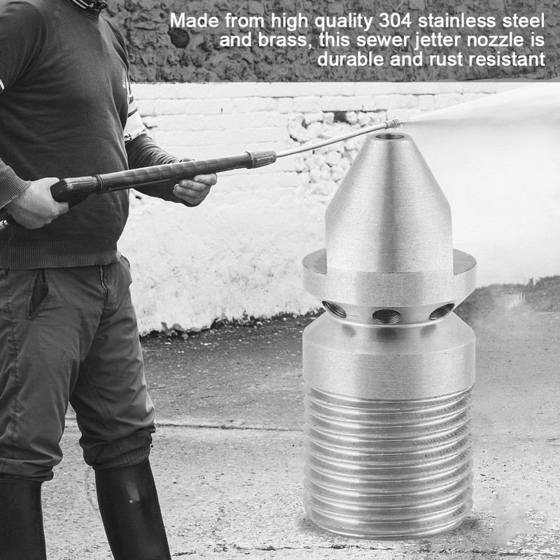 Aeloa Sewer Cleaning Nozzle, Stainless Steel SS304 Pressure Channel Cleaning