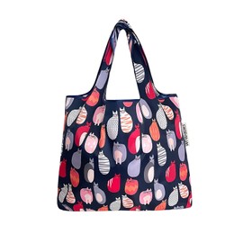 allydrew Unisex's Foldable Tote Nylon Reusable Grocery Bag (Set of 2), Set 2 M, Stylish Kitties, Medium