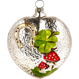 Lucky Heart Patinated Glass Ornament