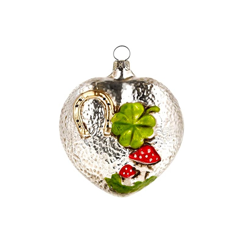 Lucky Heart Patinated Glass Ornament