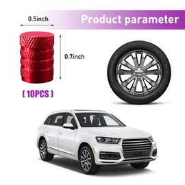 Ziciner 10 PCS Car Tire Valve Stem Caps, Anodized Aluminum Wheel Stem Covers, Corrosion Resistant Car Tire Air Caps, Vehicle Exterior Accessories for Car, Truck, Motorcycle, Bike (Red-10 PCS)