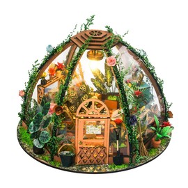 Sarini Handmade DIY Cottage Starry Sky Flower House Miniature Doll House Kit Adult Miniature Greenhouse Craft Ornaments Model
