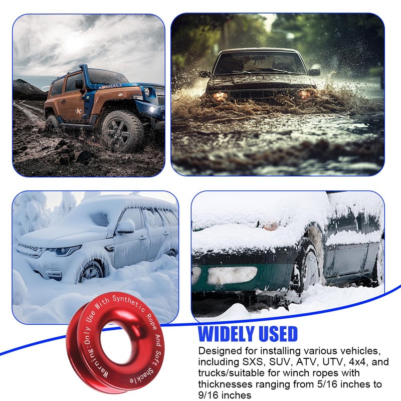 HZEL Car Winch Snatch Recovery Ring, 66000 LBS Break Strength