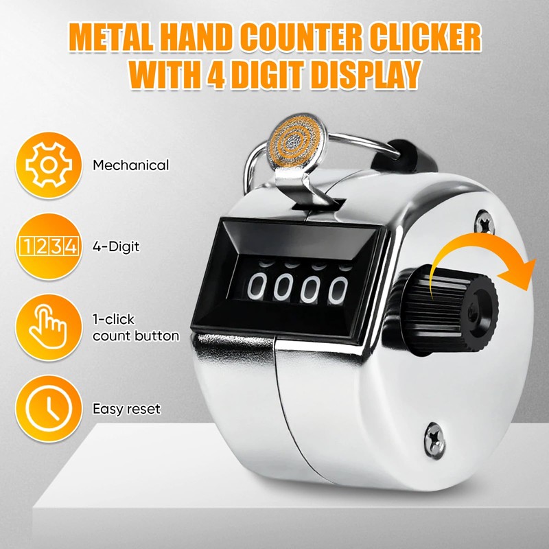 LKbeuuu Metal Handheld Tally Counter, Clicker Counter with 4 Digit