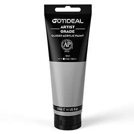 GOTIDEAL Acrylic Paint Gray Tubes(120ml, 4.1 oz) Non Toxic Non Fading,Rich Pigments for Painters, Adults & Kids, Ideal for Canvas Wood Clay Fabric Ceramic Craft Supplies (Gray)