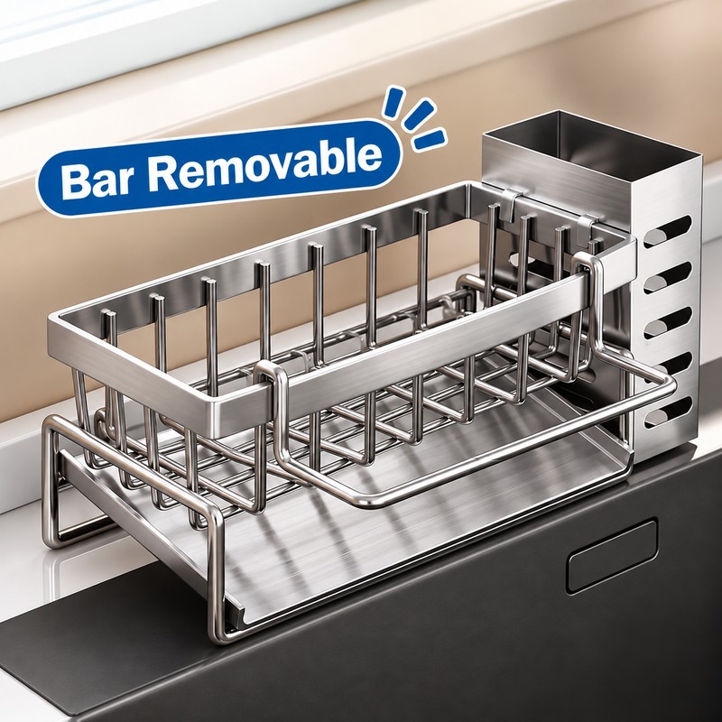 Kitchen Sink Organizer for Cleaning Supplies – Metal Drain Rack