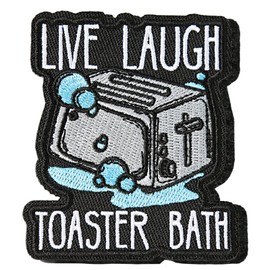 XMJY Live Laugh Toaster Bath Patch, 1 Pc Embroidered Hook and Loop Patches, Funny Meme Patches for Tactical Backpacks, Dog Harnesses, Army Vests, Gym Bags, Hats, Helmets
