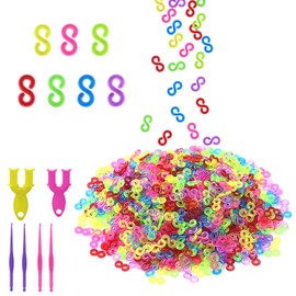 Connection S Clips Pack of 1000 Loom Bands Clasps Colourful Rubber Loops Tool Refill S Clips Loops Bracelet Plastic Loops for Connecting Loom Band Bracelets Jewellery Accessories (Colourful)