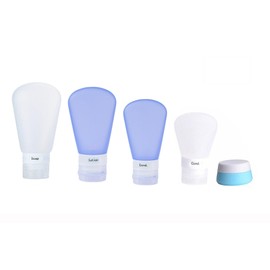 iCarenis Travel Bottles Silicone Containers Set, Leak Proof TSA Approved Cosmetic Containers Tubes for All Liquid Toiletry, 1.25 oz, Set of 4