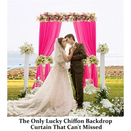 DUOBAO Hot Pink Chiffon Backdrop Curtain-2 Panels 29"x96" Wedding Chiffon Backdrop Drapes Beach Curtain for Living Room Voile Window Curtain Photography Backdrop for Wedding Ceremony