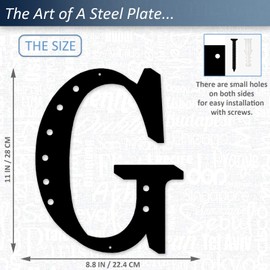 Resama 11'' Black Metal Letters for Wall Decor, Visual 3D Large Alphabet, Decorative Farmhouse Hanging Letter Sign for Living Room Bedroom Office Home Party (G)