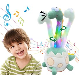 Singing and Dancing Dinosaur,Dancing Cactus Series Talking Dinosaur Baby Toy,Wriggle Singing Dino Repeats What You Say with Lighting UP and Recording Tummy Time Interactive Mimicking Toy for Kids