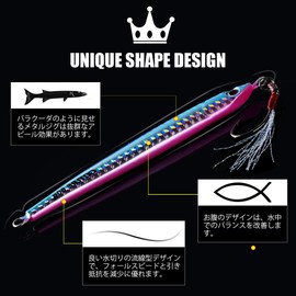 Jigging, Offshore Jigging, Long Jig, Speedfall, Metal Jig, 80g, Fishing, Jig, Bulli, Fishing Lure, Bluish Light, Bass Fishing