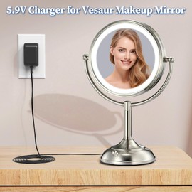 5.9V Charger for Vesaur D1003 10" D8511 8.5" Tall Lighted Makeup Mirror Power Supply for Vesaur 1X/5X 1X/10X Magnifying Vanity Mirror YHSW-059200UA AC Adapter