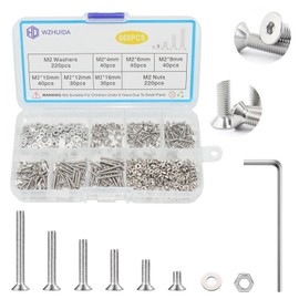 WZHUIDA 630 Piece M3 Screws Set, Stainless Steel Countersunk Screws Metric Hexagon Socket Screws Nuts and Washers Assortment Set, Thread Machines Hex Screws