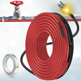 ToasySoul 10 FT Heat Tape for Water Pipes Freeze Protection with Thermostat, Electric Heat Trace Pipe Heating Cable Energy-Saving 120V 7W/FT